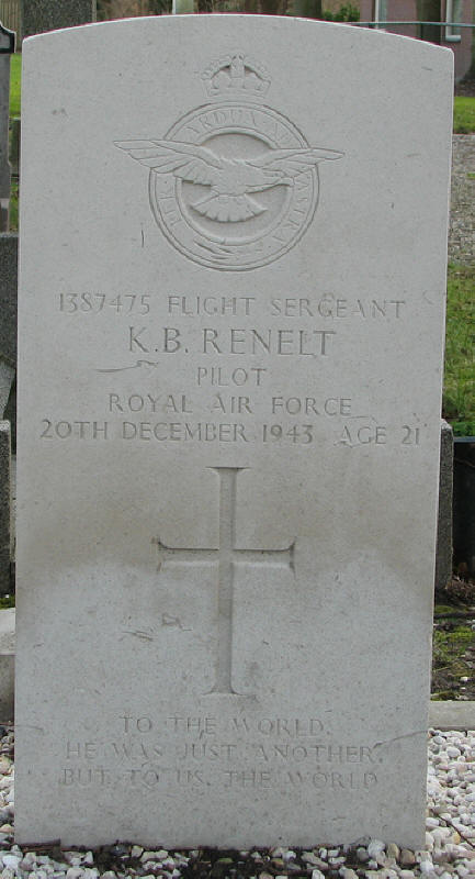 F/Sgt Kenneth Bert Renelt<br /><br /><br />died December 20th, 1943